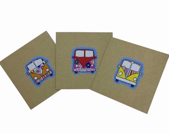 Greeting card with fabric campervan