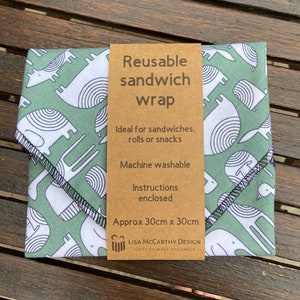 Reusable sandwich wrap - lunch bag - washable - no waste