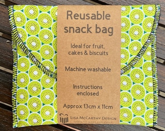 Reusable snack bag - lunch bag - sandwich bag - washable - no waste