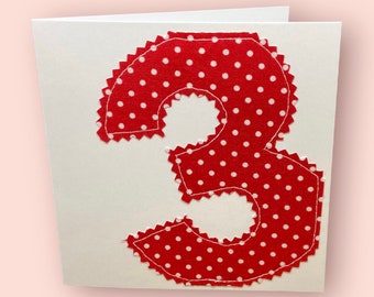 Birthday age card with fabric number