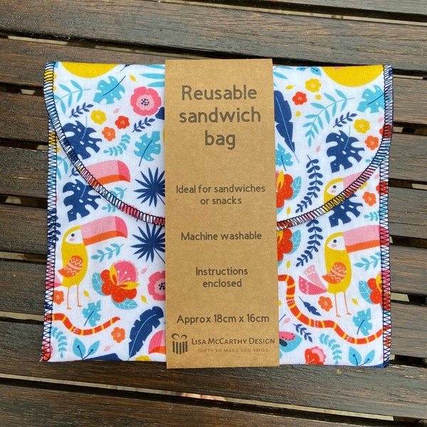Reusable sandwich bag - lunch bag - washable - no waste