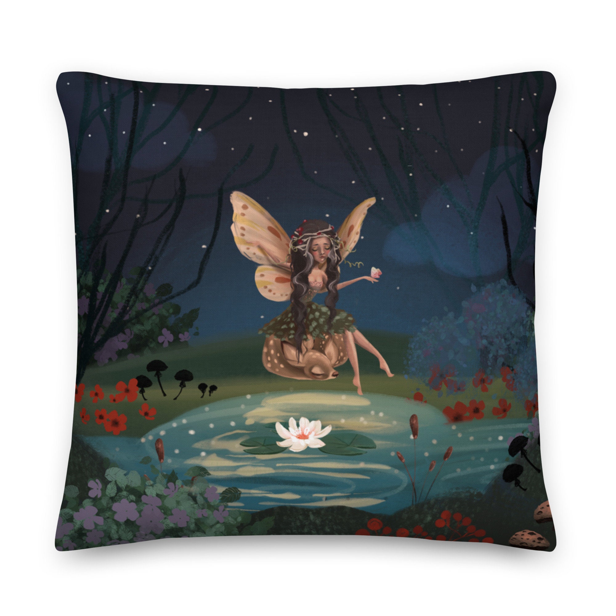 Coussin Salon Personnalisé Forêt Enchantée Effet Lin, Coussin Canapé ou Fauteuil