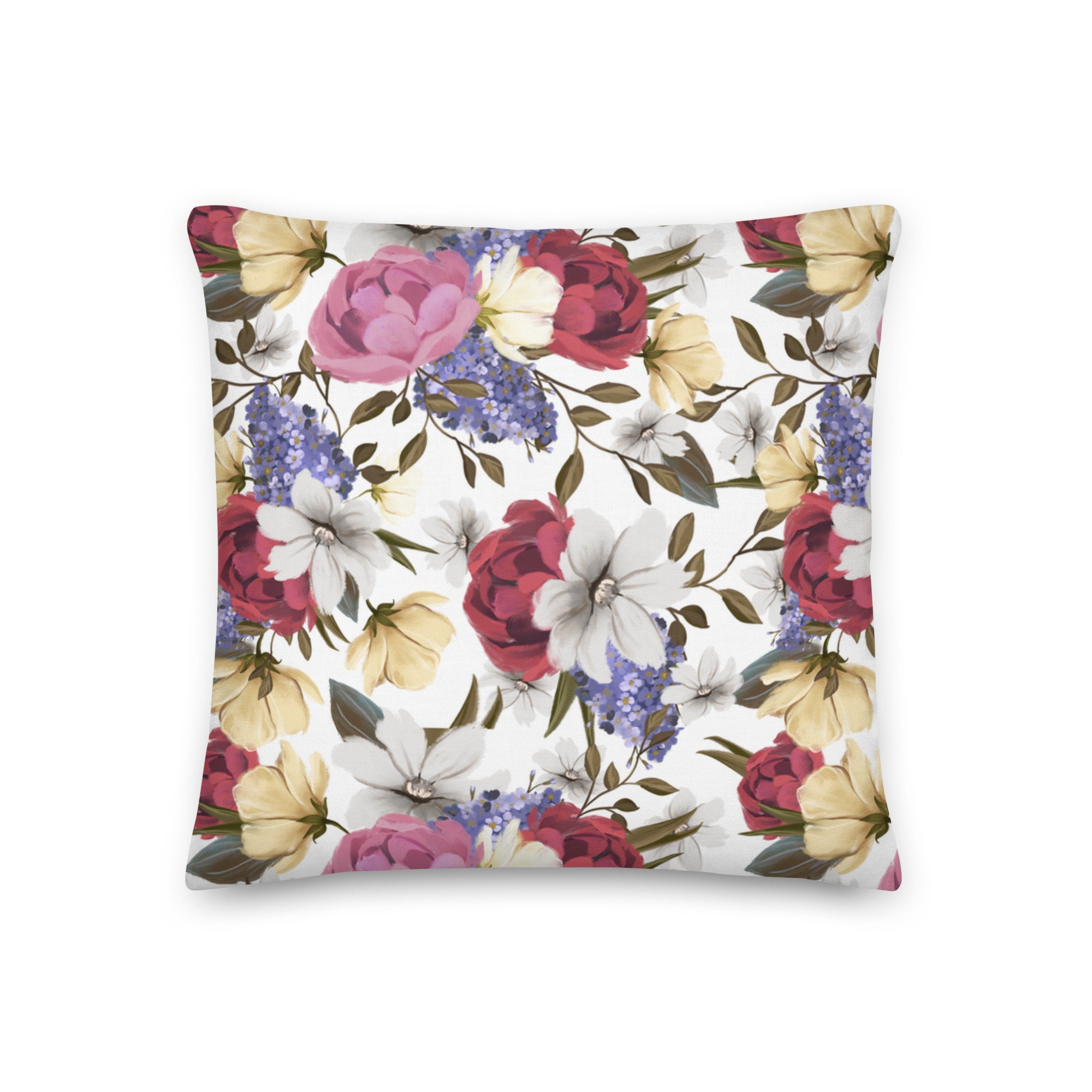 Coussin Liberty Blanc Haut de Gamme, 45x45cm ou 55x55cm