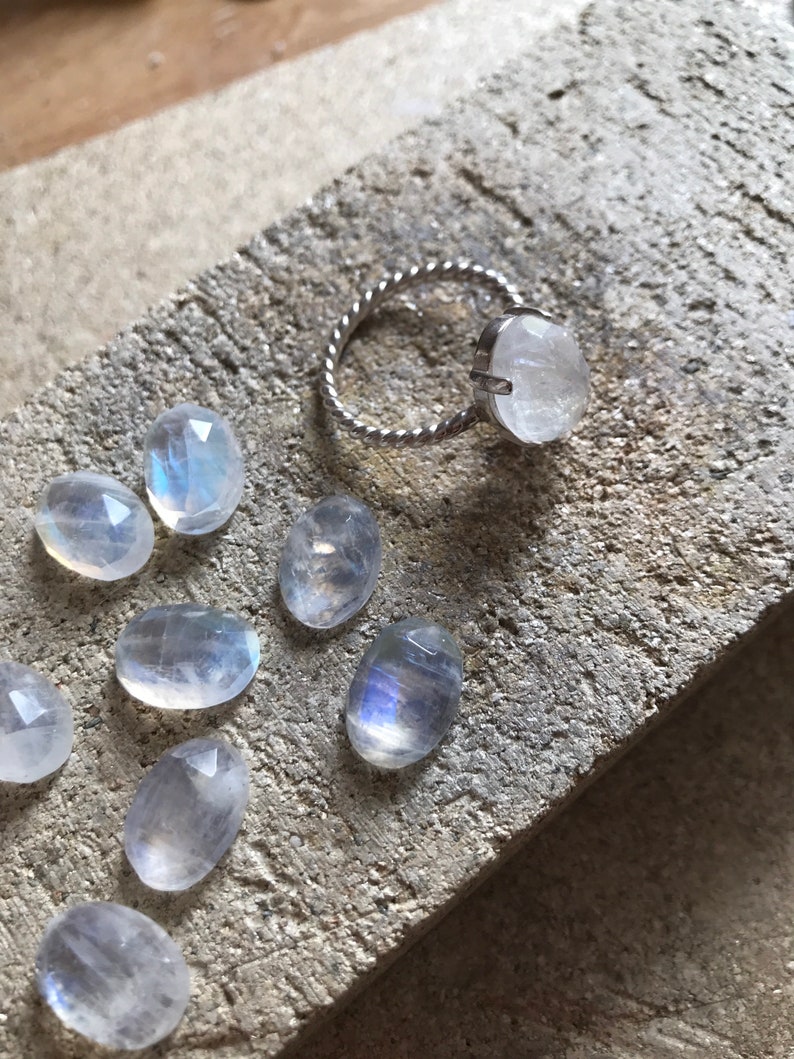 Large Rainbow Moonstone Gemstone Ring Statement Jewellery Etsy