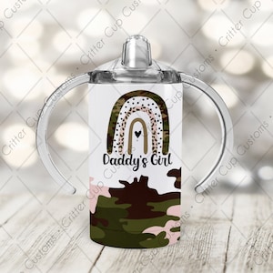 Pink Camo Daddy&#39;s Girl Sippy Cup PNG, 12oz sippy cup, Digital Download, PNG