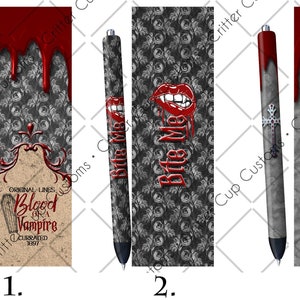 Vampire “Blood of a Vampire Label” Epoxy Pen Wrap Waterslide Digital Download PNG Files