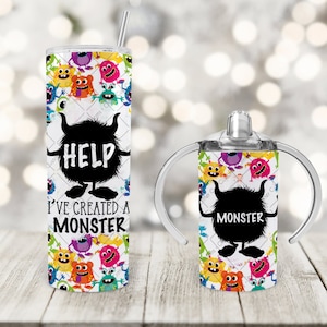 Mama and Mini Tumbler PNG, Monster Mama Mini PNG, 20oz Skinny Tumbler Design, Digital Download PNG