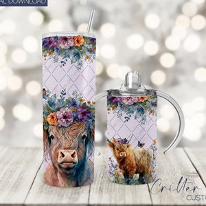 Highland Cow Mama e Mini Tumbler PNG, Mama Mini Matching Tumbler Design, 20oz Skinny Tumbler Design, Sippy Cup Sublimation Design