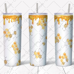 Bij, honing druppel, honing kam ontwerp 20oz rechte Tumbler wrap digitale download PNG