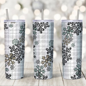 Buffalo Plaid Snowflake Tumbler Design, Winter Tumbler Png, Sublimation Tumbler Design, Tumbler Wrap PNG, 20oz Tumbler Wrap