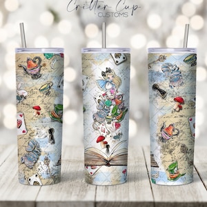 Emballage pour gobelet Alice au pays des merveilles, emballage pour gobelet 20 oz, téléchargement numérique, conception de gobelet par sublimation