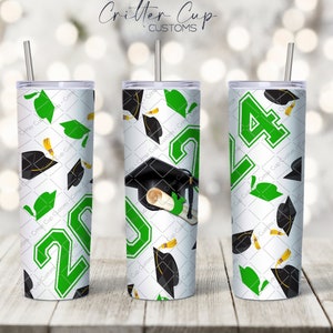 Green Class of 2024 Senior Design, Senior Tumbler Wrap, Graduation Tumbler Design, 20oz Skinny Tumbler Wrap, Sublimation Tumbler Wrap