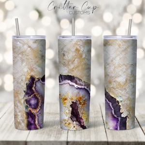 Purple and Gold Tumbler Wrap Design, Geode Tumbler Wrap Png, Sublimation Tumbler Wrap, 20oz Tumbler Wrap