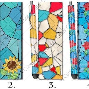 Stained Glass Pen Wraps,  Epoxy Glitter Pen Wrap Designs Digital Download PNG for waterslide or printed vinyl