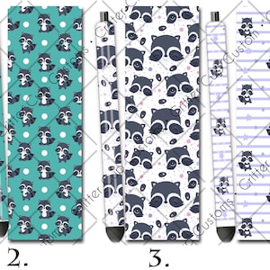 Racoon  Epoxy Glitter Pen Wrap  Waterslide File Set