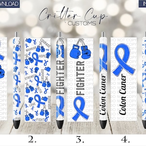 Colon Cancer Pen Wraps, Cancer Awareness Pen Wrap, Pen Wrap Design, Waterslide Pen Wrap, Instant Download