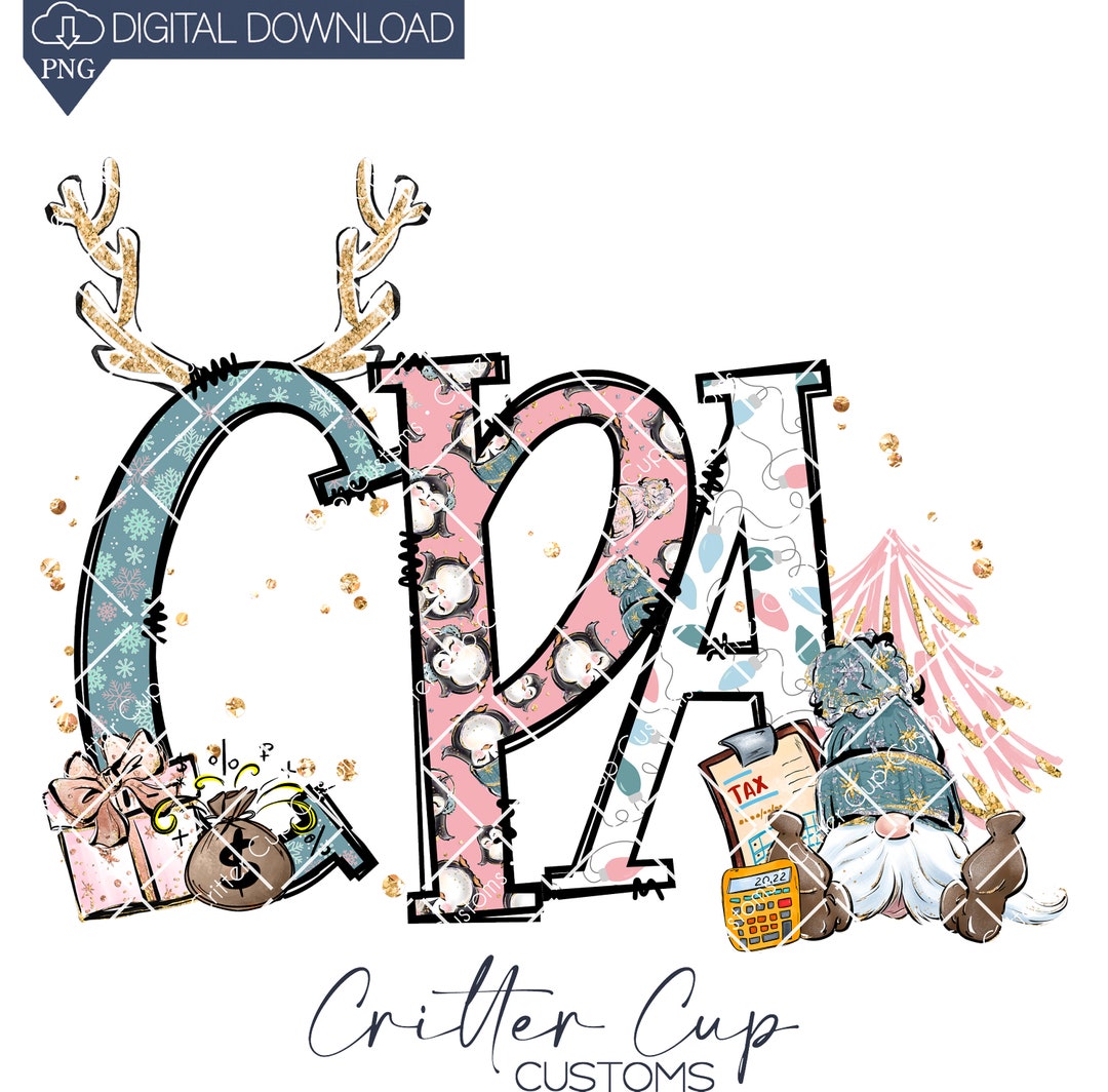 Accountant Design, Christmas CPA Png, CPA Sublimation, Doodle Letter ...