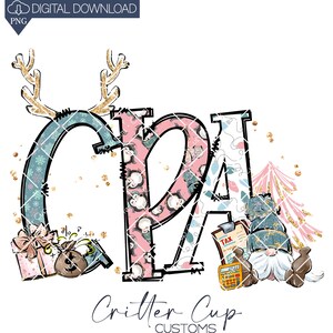 Diseño de contador, Navidad CPA Png, Sublimación de CPA, Doodle Letter PNG, Descarga digital