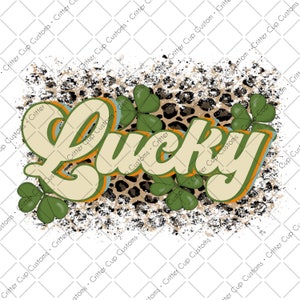 St Patricks Day Design  &quot;Retro Lucky Leopard&quot;  Sublimation, Waterslide Digital Download PNG
