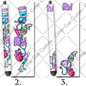 Cardiac RN Doodle Epoxy Glitzer Stift Wrap Design Digital Download PNG