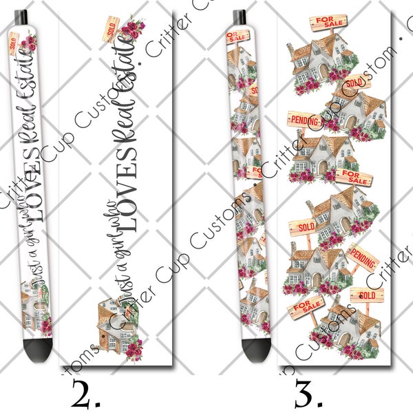 Realtor "Just a Girl Who Loves Real Estate"  Epoxy Glitter Pen Wrap Design Digital Download PNG