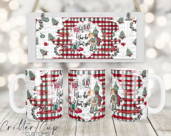 Christmas "Holiday Who Be What-ee" Coffee Mug Design, 11oz Coffee Mug Wrap, Sublimation Coffee Mug png
