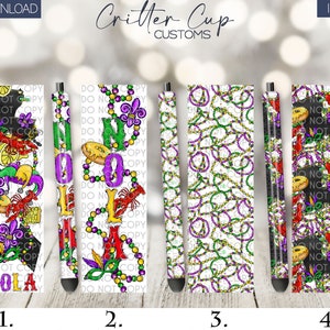 Mardi Gras Pen Wraps, Crawfish Pen Wrap, NOLA Pen Wraps, Pen Wrap png, Waterslide Pen Wrap