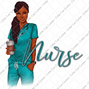 African American Nurse Sublimation / Waterslide PNG Digital Download