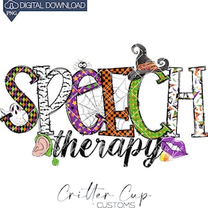 Design de fonoaudiólogo, Halloween Speech Therapy Png, Design de sublimação de Halloween, Download digital