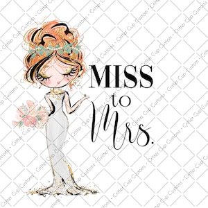 Wedding, Bride to Be, Red Head Miss to Mrs. Design, Digital Download, PNG Sublimation, Waterslide