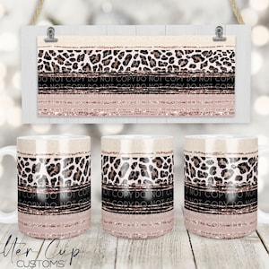 Blush Leopard  Coffee Mug Design, 11oz Coffee Mug Wrap, Sublimation Coffee Mug png