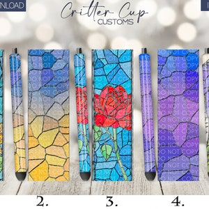 Stained Glass Pen Wrap, Epoxy Pen Wrap Designs, Pen Wrap PNG, Waterslide Pen Wrap