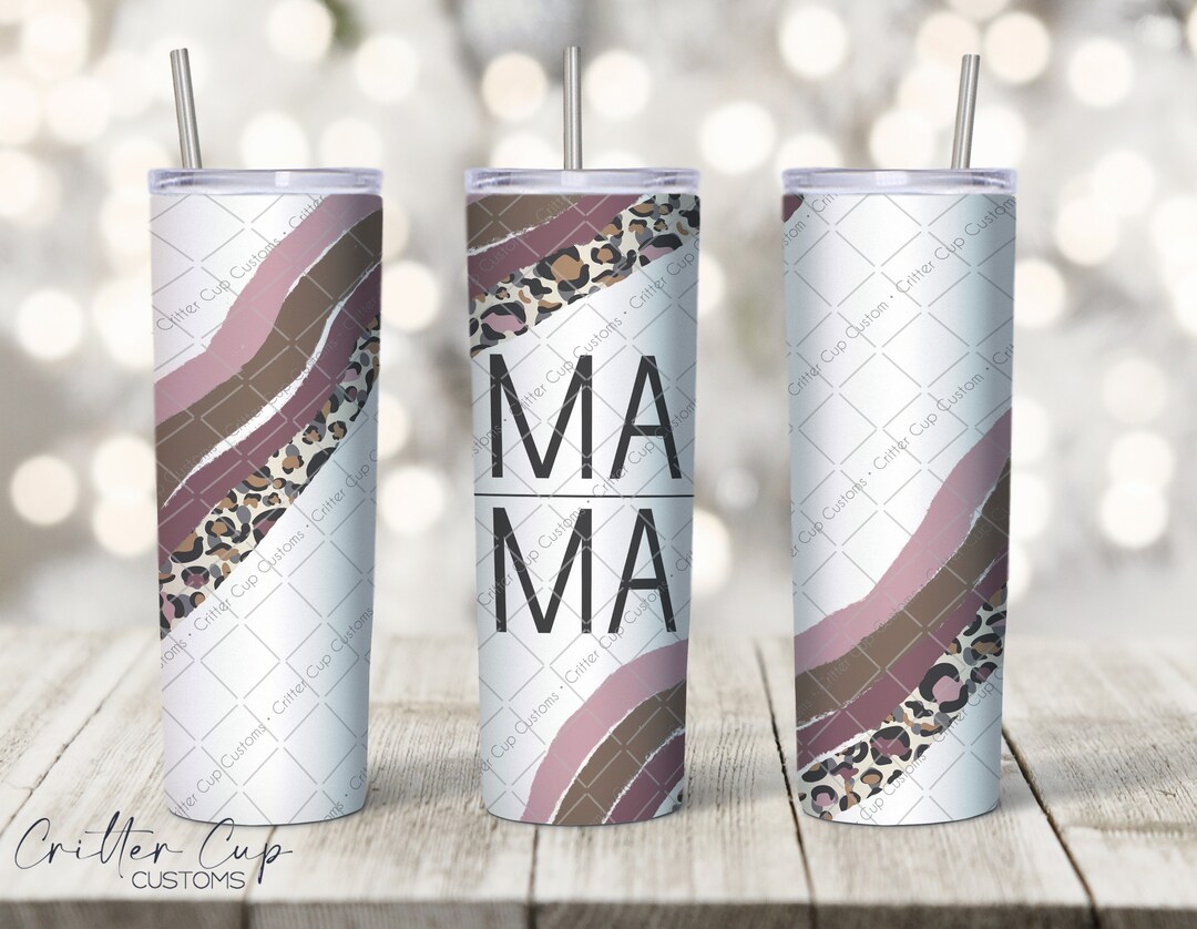 Boho Leopard Mama Tumbler Design, Mama Tumbler Wrap PNG, 20oz Skinny ...