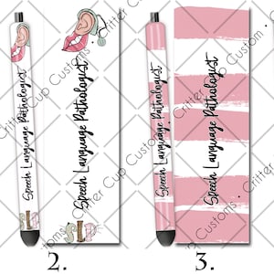 SLP "Fonoaudiólogo" Epoxy Glitter Pen Wrap Design Digital Download PNG Waterslide