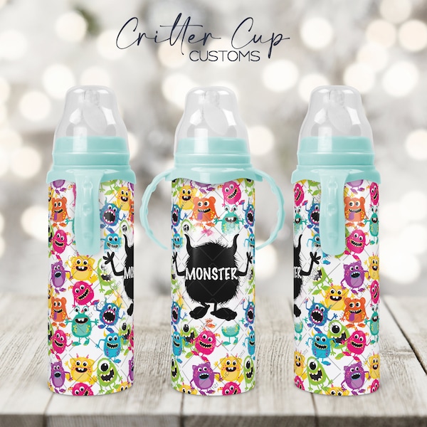 Baby Bottle Monster PNG, Monster Mama Mini PNG, 8oz Bottle Sublimation Design