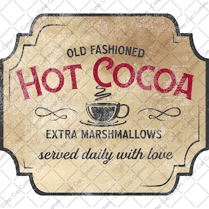 Vintage Hot Cocoa Label  (3) Digital  File PNG
