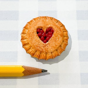 Miniature Cherry Heart Pie Magnet image 1