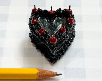 Miniature Dark Heart Cake Magnet