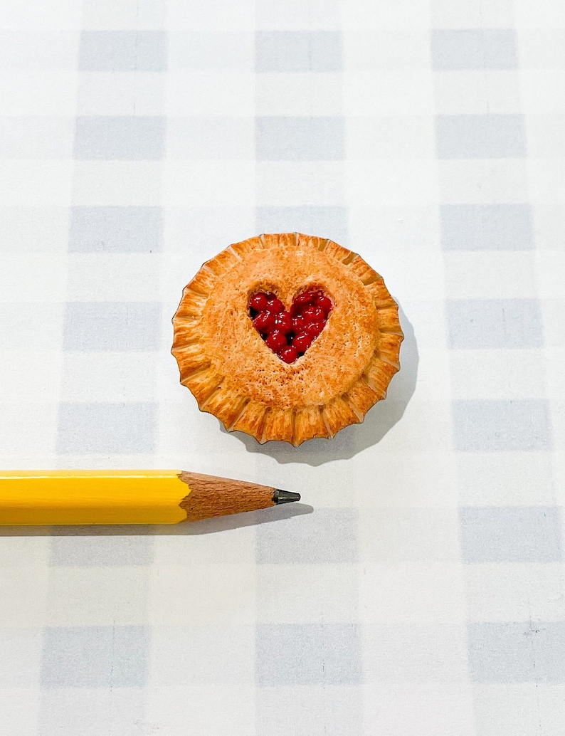 Miniature Cherry Heart Pie Magnet image 1