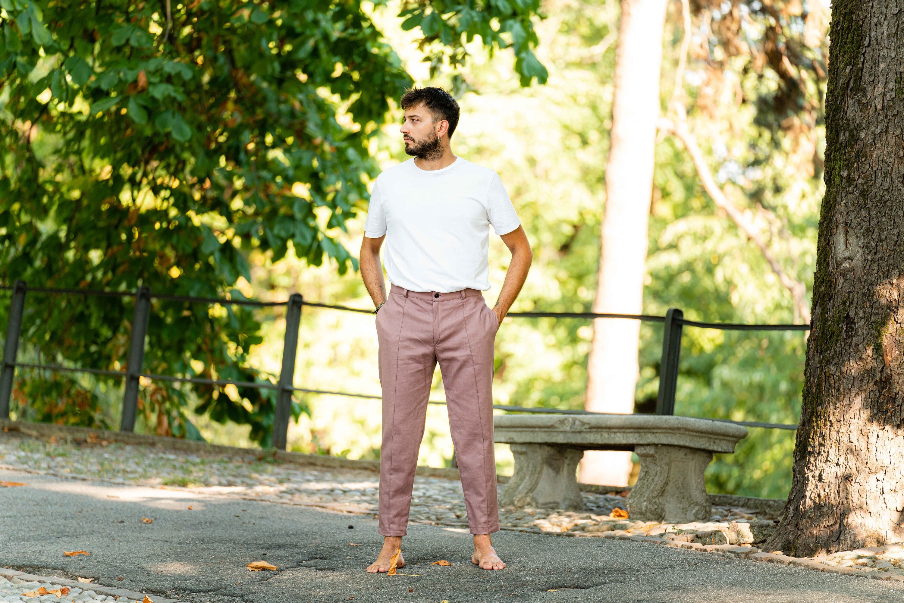 Men Pants: High Waist Slim Pants Men Linen Pants Men Dress - Etsy