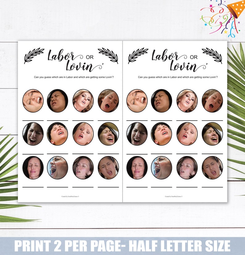 Love Or Labor Baby Shower Game Printable