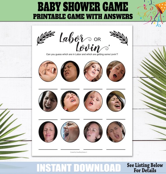 Labor or Lovin Printable Game Funny Baby Shower Game Labor | Etsy