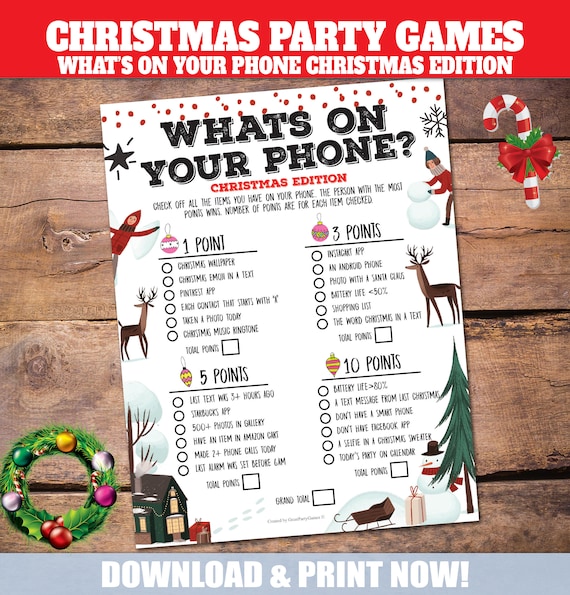 What's On Your Phone Christmas Party Game Printable | Etsy