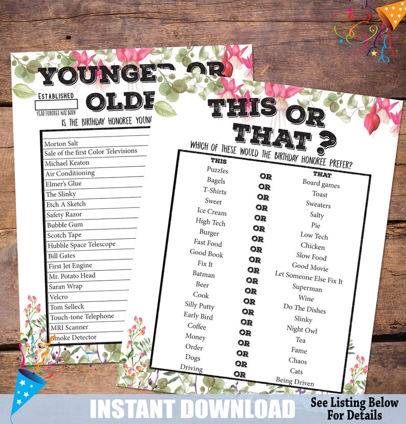 1950 Birthday Party Games 1950 Party Trivia Games Flower | Etsy
