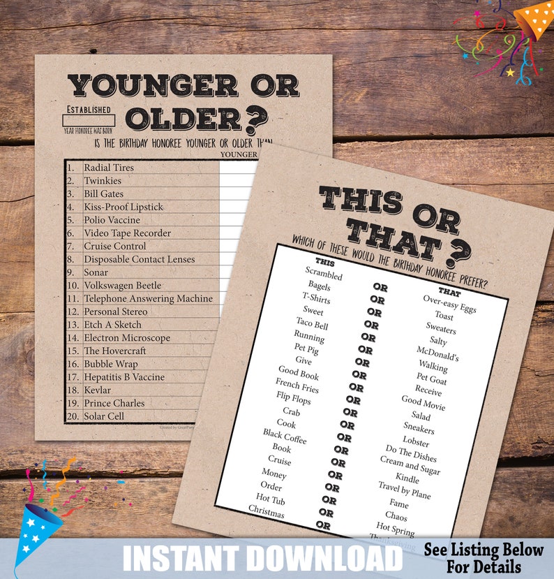 70th birthday party games 1951 party trivia games born in