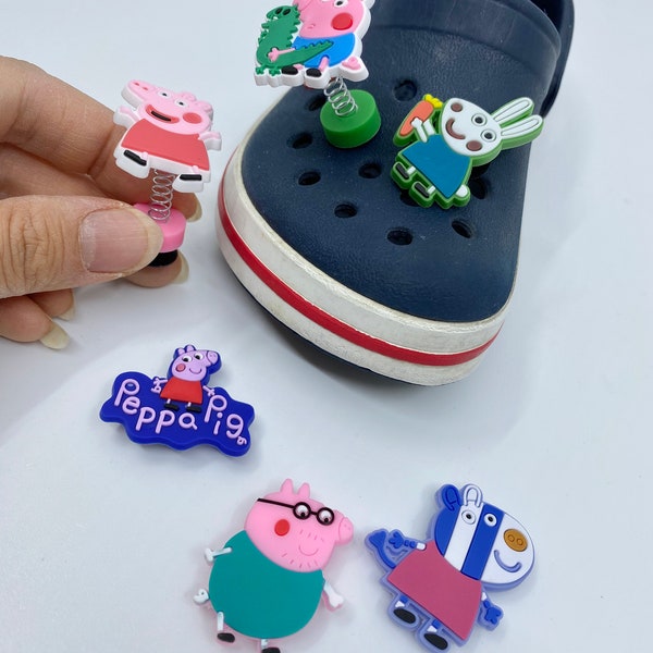 Peppa pig Style 3D extended spring style Shoe charm/ Crocs compatible charm set