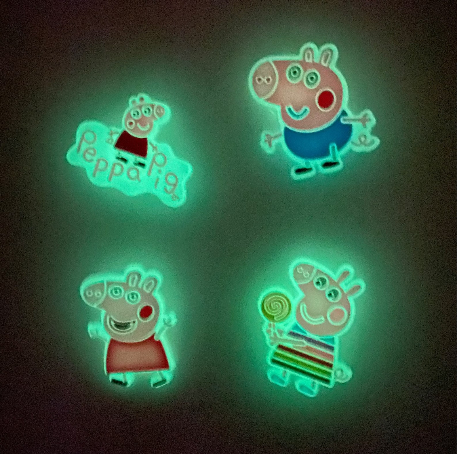 Glow in the dark/ 5 piece set Peppa Pig style/ Crocs Etsy