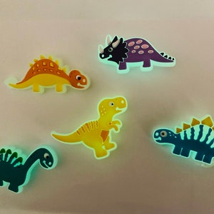 Glow in the dark/ 7 piece set Dinosaurs Crocs compatible Charms, Shoe Charm set