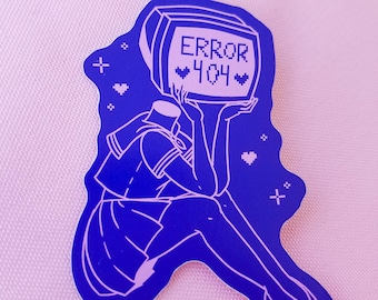 Computer-Head Girl Sticker- ERROR 404