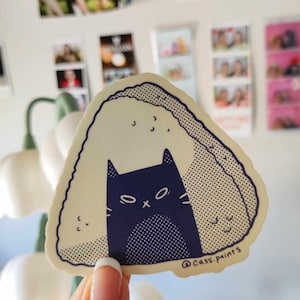 Onigiri Cat Sticker- 3 inch vinyl Japanese food inspired sticker